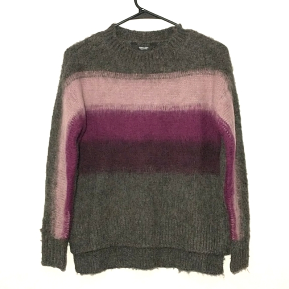 Brushed Gradient Color Fuzzy Sweater|Crewneck - image 2